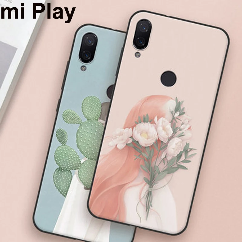 

Защитный чехол для xiaomi mi Play, мягкий силиконовый чехол с цветком для девочек, 5,84 дюйма