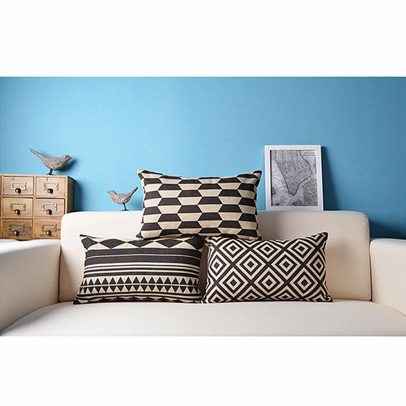 

50*30 cm Lumbar Pillow Decorative Cushion Cover Black Abstract Geometric Pattern Throw Pillowcase Pillow Cover