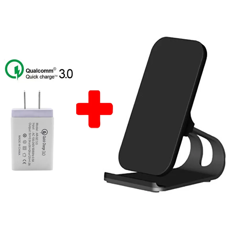 Black With US Plug Qi Беспроводное зарядное устройство Подставка 10 Вт Быстрая зарядка беспроводное зарядное устройство для телефона индукция для iPhone XS Max XR X 8 samsung S8 S9 Plus - Тип штекера: Black With US Plug