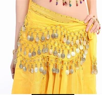100pcslot wholesales fast new style 128 gold coins belly dance waist chain hip scarf bellydance belt 9 colors for your choice