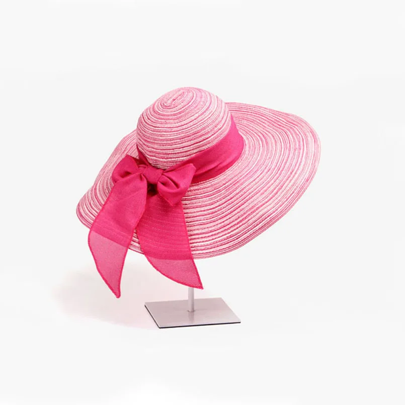 2018 Hot Sale Round Top Raffia Wide Brim Straw Hats Lady Summer Women Straps With Leisure Beach Hat Elegant Bow-knot Gorras | Аксессуары