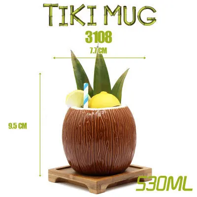 Гавайские кружки Tiki, Коктейльные кружки, пивные кружки, кружки для вина, керамические кружки Tiki, отлично подходят для коктейльных напитков, вечерние кружки - Цвет: N