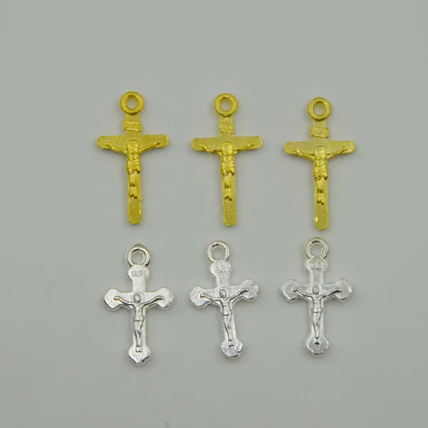 

50 шт. 20 мм цинковый сплав золота и серебра крест простой очень небольшой талисман Ожерелье Подвеска «сделай сам» модные украшения для женщи...