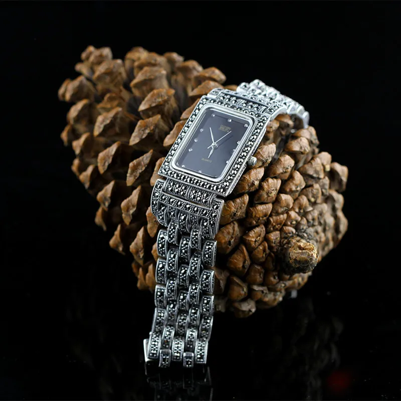 Часы мужские из серебра 925 пробы с квадратным браслетом|bangle men|bangle bracelet watchbangle