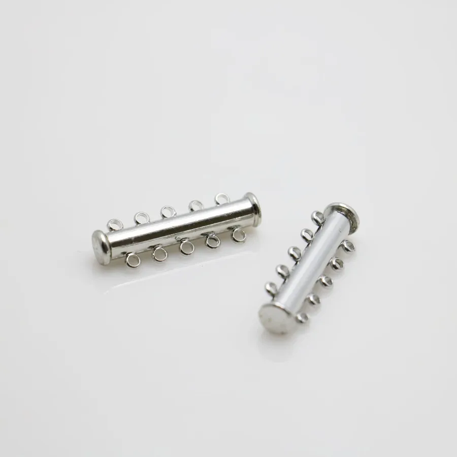 

10PCS Wholesale Boutique Machining metal parts 5-Row button Fittings for Ornaments Jewelry Making Design Silver-plate DIY Beads