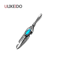 pure 925 sterling silver jewelry fashion feather charms stone punk pendant thai silver necklace chain new popular fine gift 606