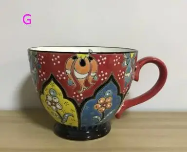 G Nordic Coffee Cup Breakfast Cup Hand Painted Soup cup Creative Ceramics Mugs Cereal mugs Water Cups Relief mug CL09282206 - Цвет: G