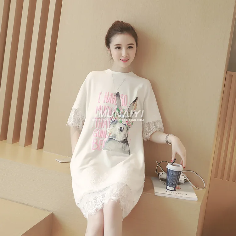 Материнство 2016 Летом Женщины Юбка Жемчуг Кролик Кружева Шить Свободные Платья