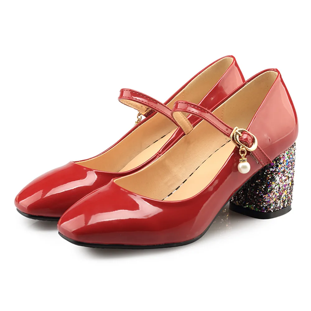 Женские туфли на высоком каблуке с квадратным носком и пряжкой|women high heel shoes|high