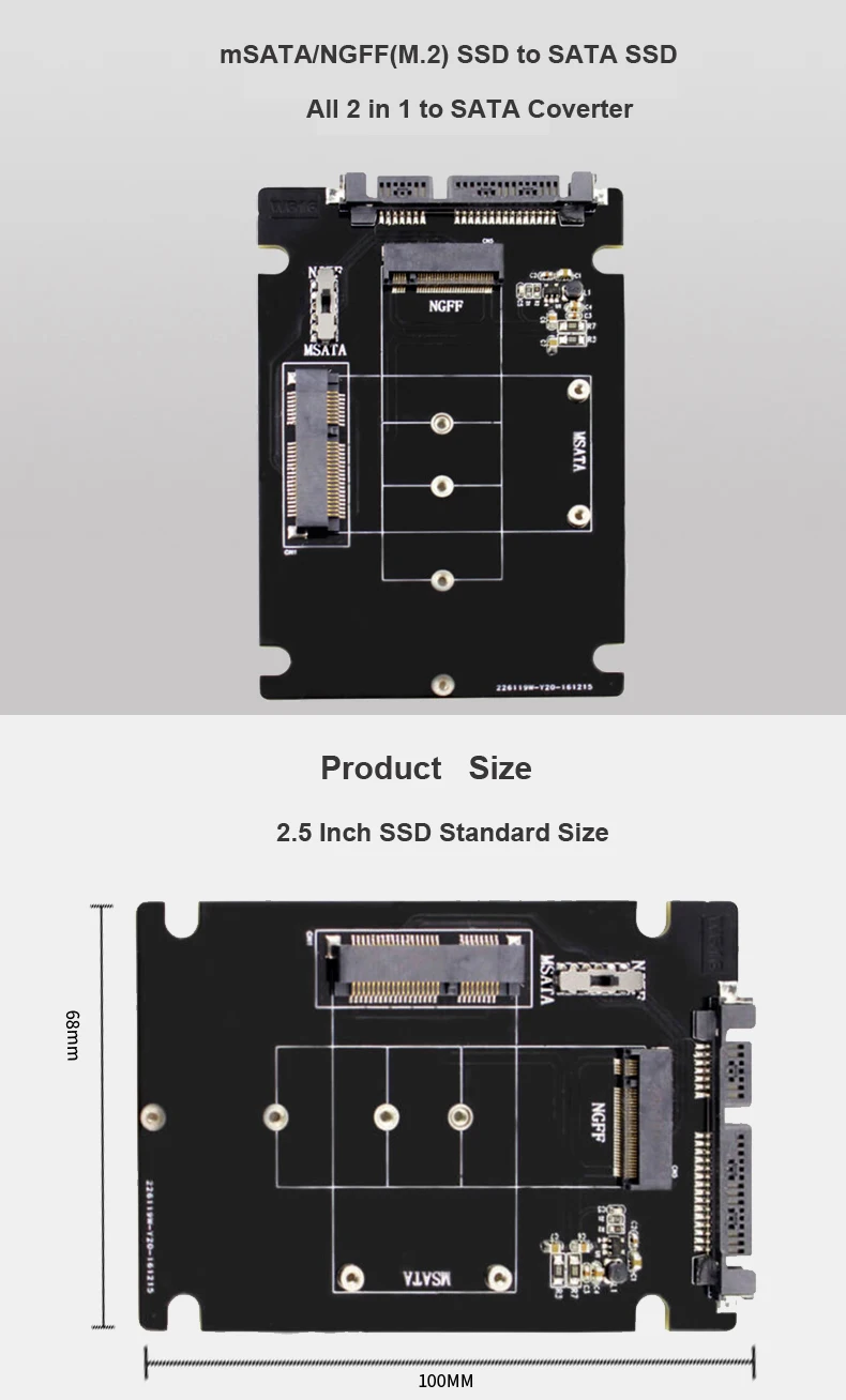 Все 2 в 1 mSATA-SATA NGFF(M.2) к SATA3 конвертер/адаптер Поддержка mSATA/M.2 NGFF SSD твердотельный диск для ПК компьютера