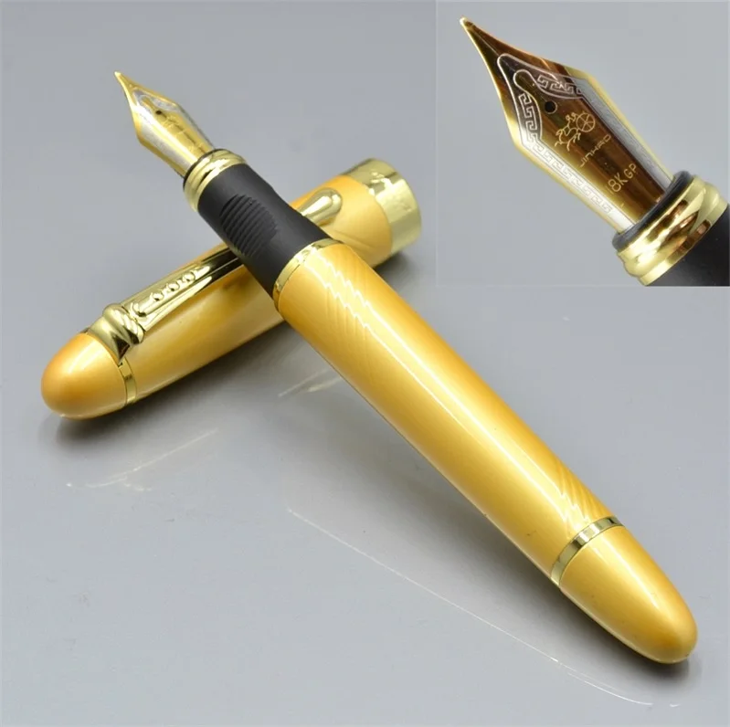 1 yellow JINHAO X450 класса люкс 0,5 или 1,0 мм наконечник Металл Китайская каллиграфия перьевая ручка, канцелярские принадлежности для офиса, школьные принадлежности, бренд ручек молочного цвета - Цвет: 1 yellow