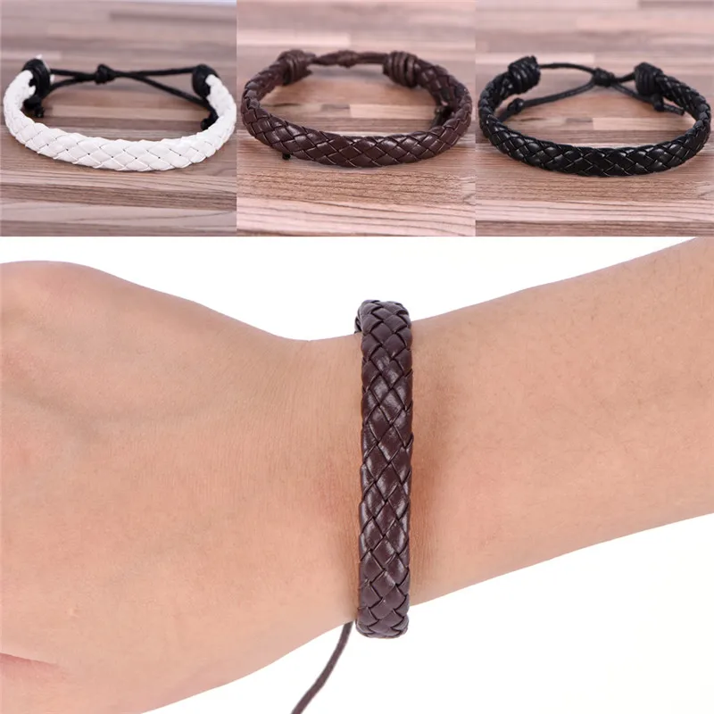 Fashion Men Black Leather Bracelet Friendship Bracelets &amp Bangles Pulseras Hombre Punk Jewelry Gift | Украшения и аксессуары