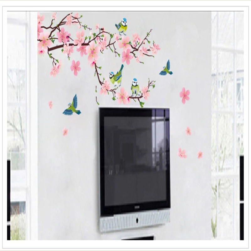 Романтический Peach Blossom и Ласточка ПВХ Съемный номер этикета Книги по искусству DIY
