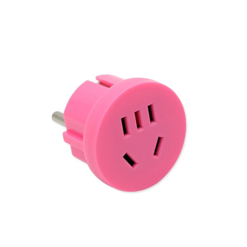 Розовый AUKTION Universal EU Plug Adapter Euro Converter US AU CN To EU Plug Wall Charger Travel Adapter 2 Round Pin AC 10A 100V-250V - Цвет: Розовый
