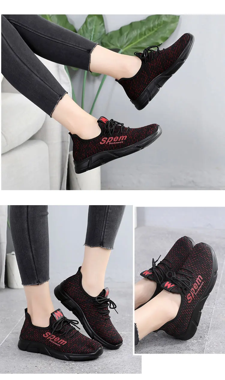 Женские кроссовки Flyknit; прогулочная обувь; Классическая Ручная работа; сезон весна; Новинка; модная Рабочая мягкая Нескользящая Рабочая Женская материнская плоская обувь