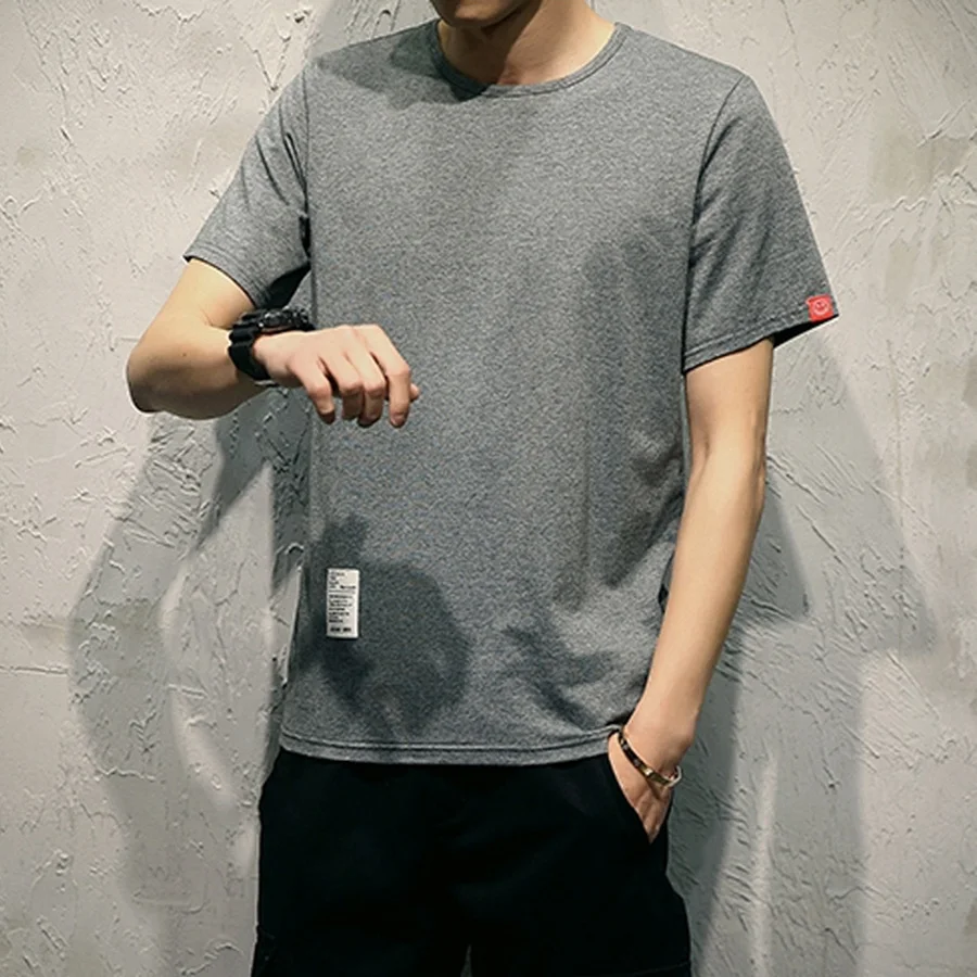 Свободная однотонная мужская футболка с коротким рукавом новая летняя