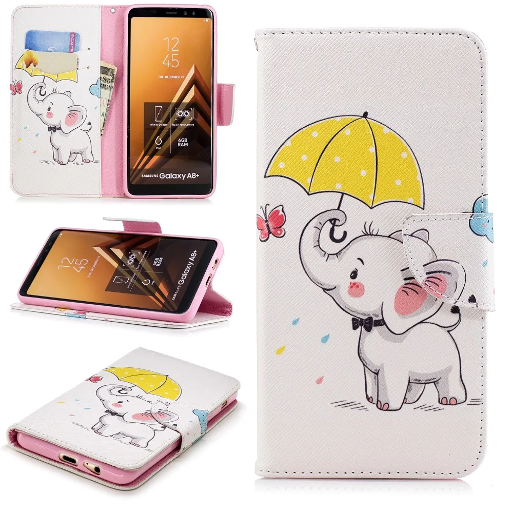 SjuzzyU Anti-knock PU Leather Case For Samsung Galaxy A8 plus 2018 Covers card bag Flip cases funda | Мобильные телефоны и