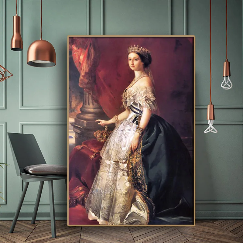 

100x150cm Eugenie de Montijo Portrait Oil Painting On Canvas Wall Art Poster and Print Picture for Living Room