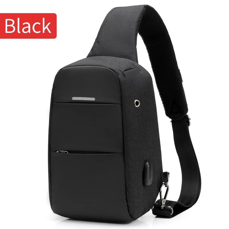 black BLds usb зарядка Одна сумка через плечо мужские сумки через плечо мужские водонепроницаемые нагрудные сумки на лямках новые сумки через плечо - Цвет: black