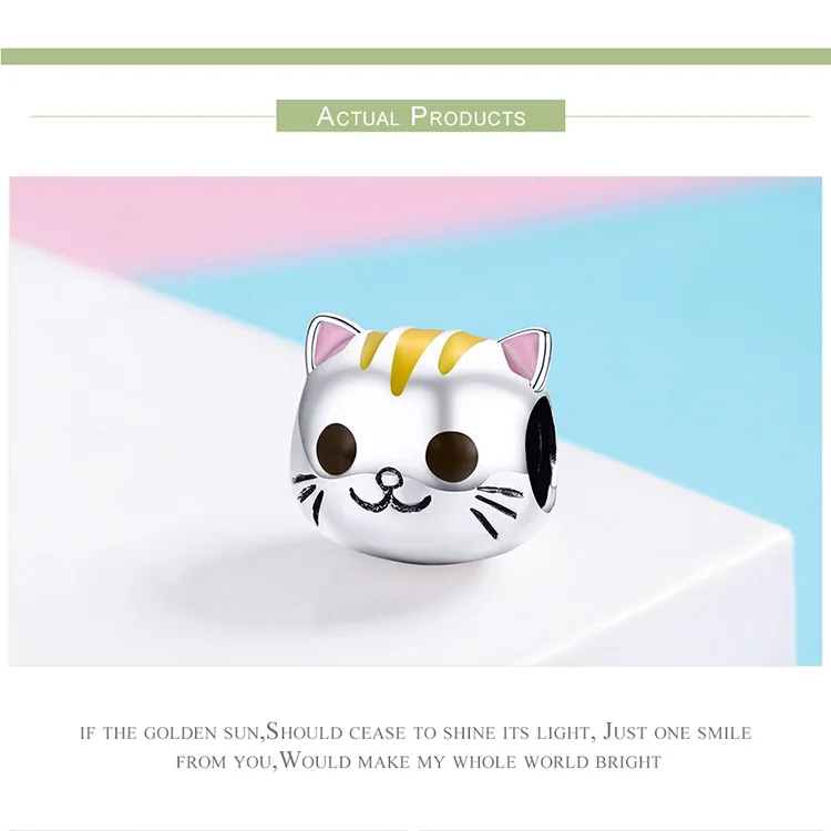 Кот серебряные бусины 925 пробы спящий LazyCat Moon Story Pussy Животное Бусины Подходят талисманы Серебро 925 браслет хорошее ювелирное изделие