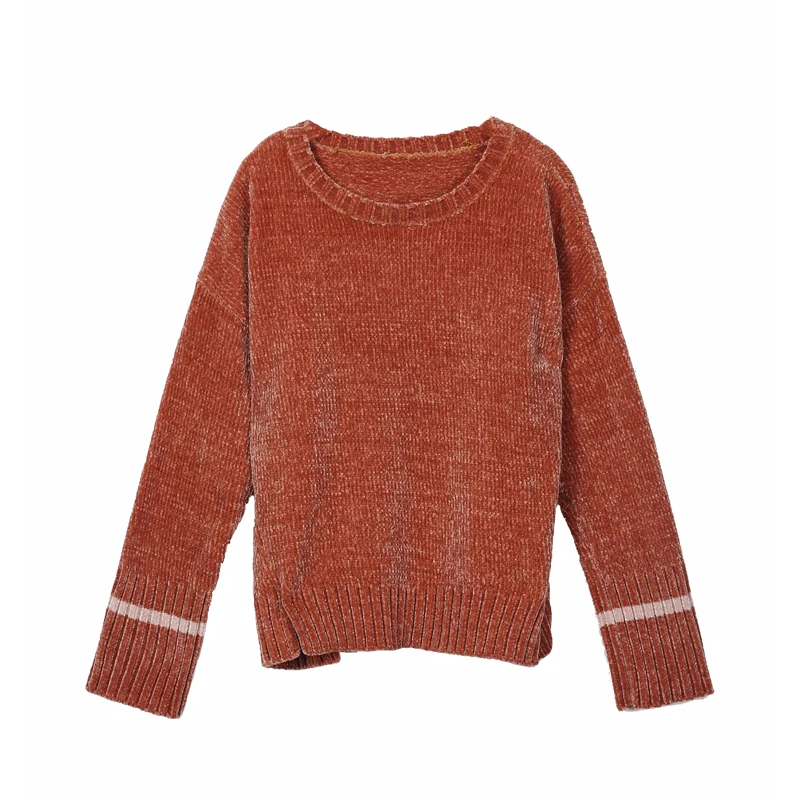 2018 Autumn Winter Women's New Thick Warm Loose Head Wool Long-Sleeved Sweater Hit Color Outside The Female | Женская одежда