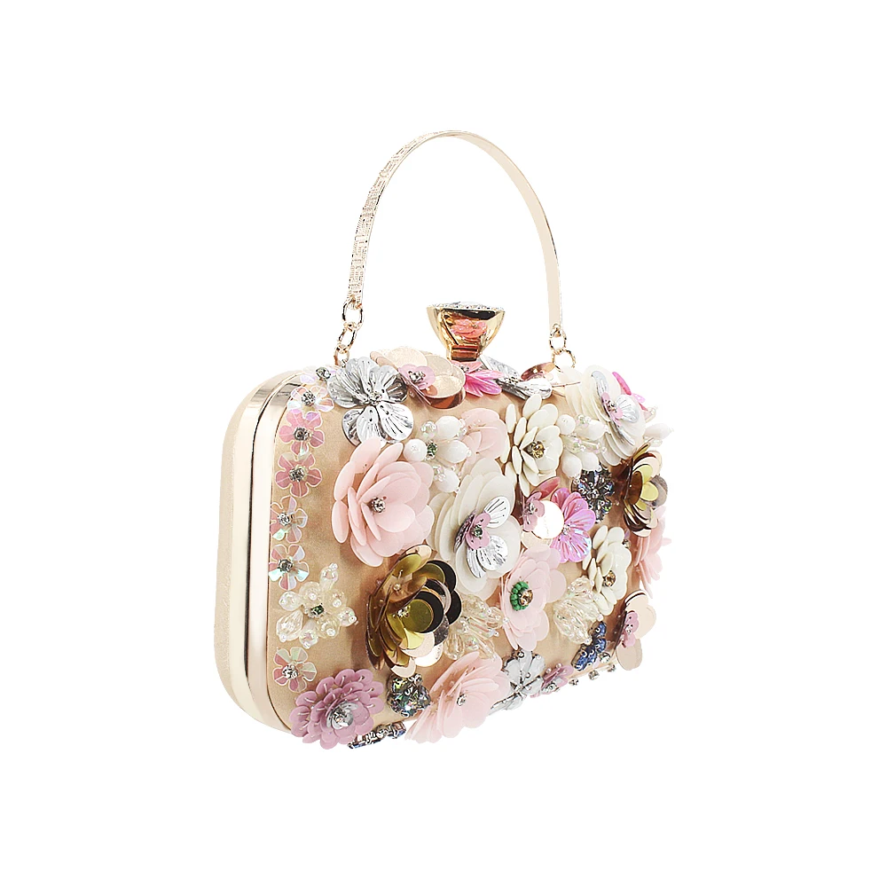 Хит продаж 2019 Женский вечерний клатч с блестками и цветочным узором украшенный