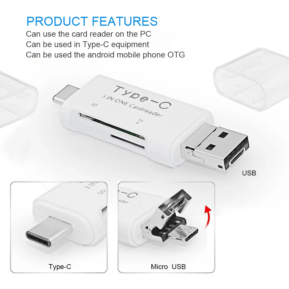 Ahowie 2 в 1 USB OTG SD кардридер type-c для huawei samsung Xiaomi 3 Macbook и ПК ноутбук Android TF | Мобильные