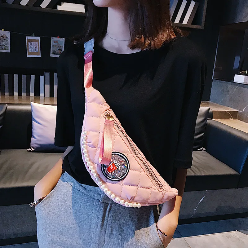 Женская нагрудная сумка с вышивкой и жемчугом детская поясная модная женская