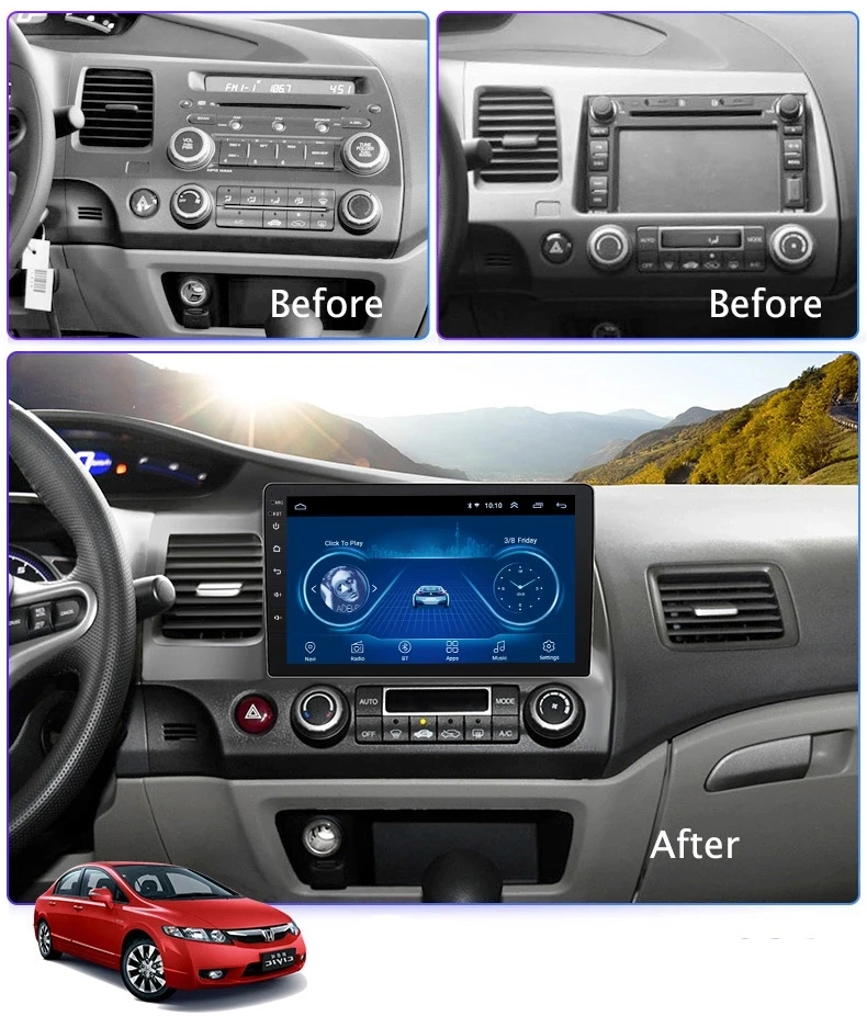 Ectwodvd 10 1 дюймов Andriod 8 Автомобильный gps навигация для Honda Civic 2004-2011 DVD Мультимедийная