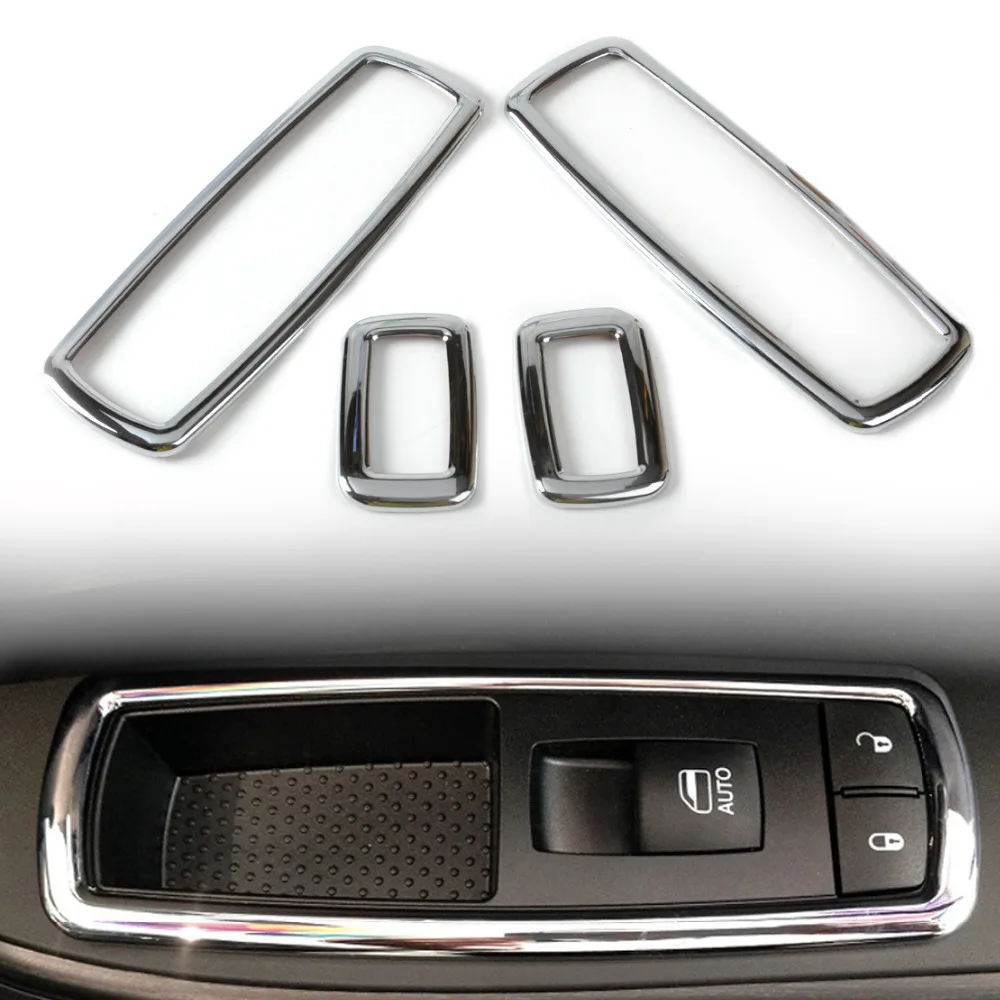 beler 4Pcs Chrome Interior Window Switch Trims Cover for Jeep Grand Cherokee Chrysler 300 2012 2013 2014 Dodge journey 2012-2014