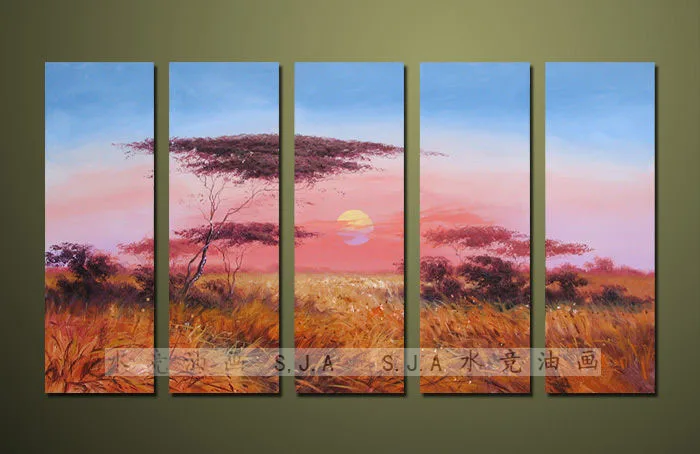 pure hand oil painting background wall decorative picture mural paintings modern combination | Дом и сад