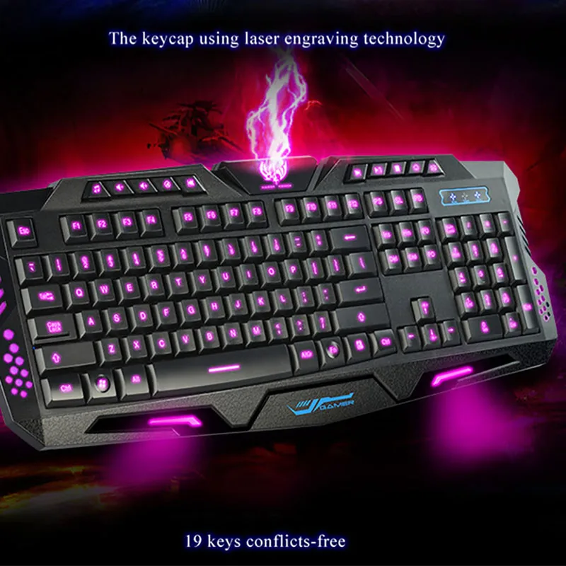 2018 Adjustable LED 3 Color Backlight Illuminated USB Wired Pro Gaming Keyboard For Desktop Notebook Computers New key panel | Компьютеры