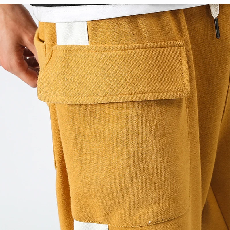 Повседневные брюки мужские однотонные желтые синие jogger Брюки уникальные большие