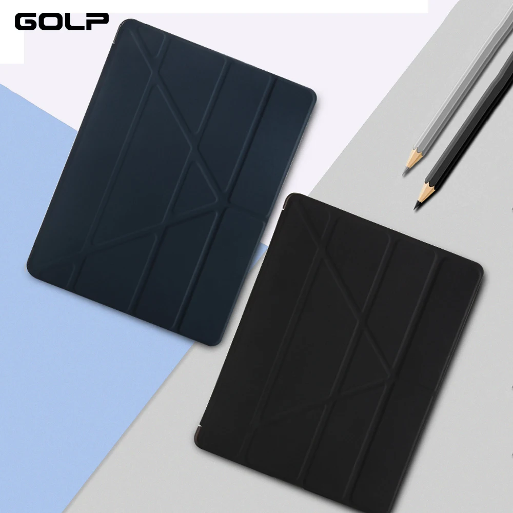 Для ipad Air 2 Чехол GOLP Ultra Slim Искусственная Кожа для с прозрачным PC чехол 6 флип стенд - Фото №1