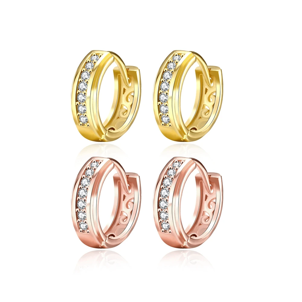 Женские серьги ROLILASON easy chic повседневные для офиса с белым Цирконом в виде розы JE1184