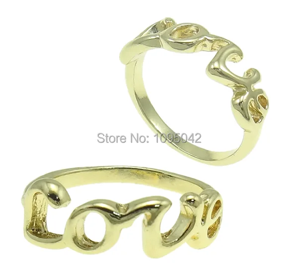 Free shipping!!!Zinc Alloy Finger Ring Statement Jewelry Letter gold color plated nickel lead &amp cadmium free 20x20x7mm | Украшения и