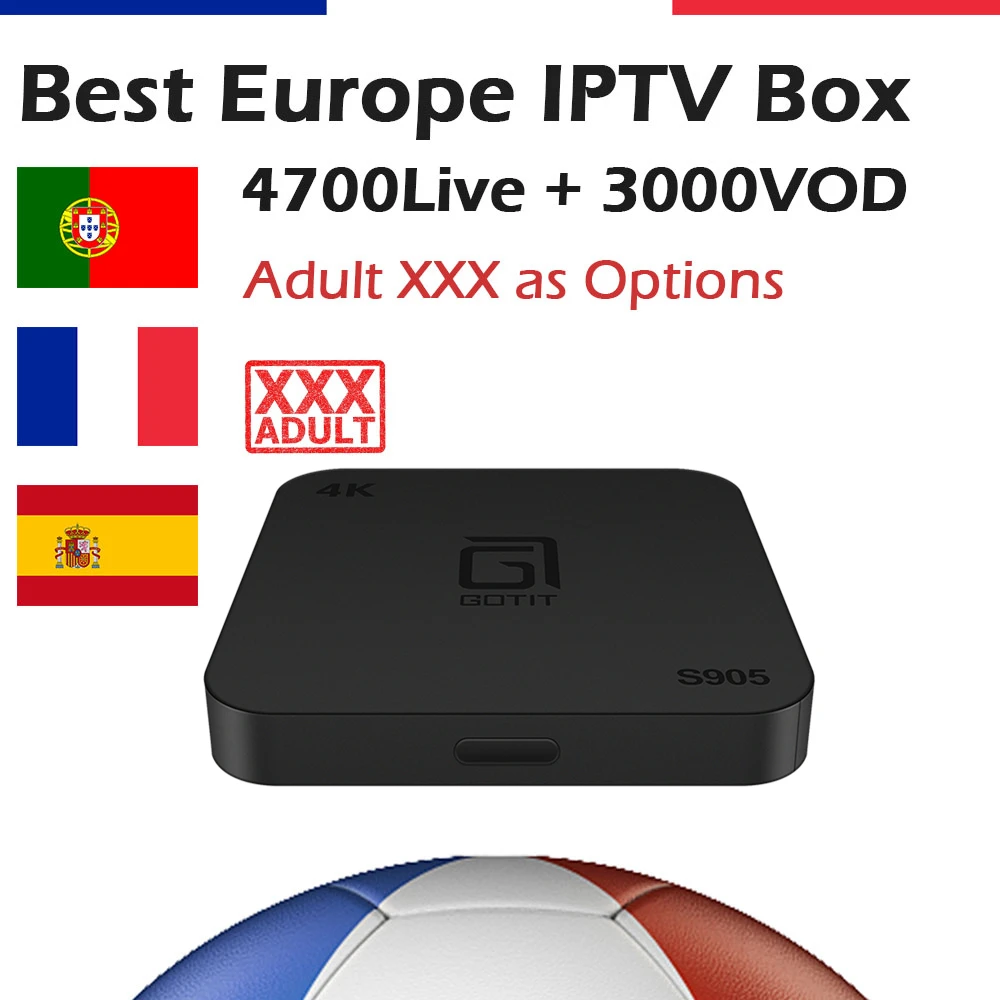 GOTiT французский IP tv S905 Android 4 K Smart tv Box 5000+ KING Отт IP tv Арабский испанский португальский канал для взрослых телеприставка