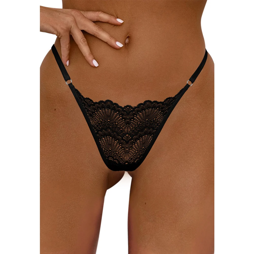 

Hot Fashion Women Underwear Sexy Lace Transparent Low Waist Hollow T Back Panties Lady Briefs
