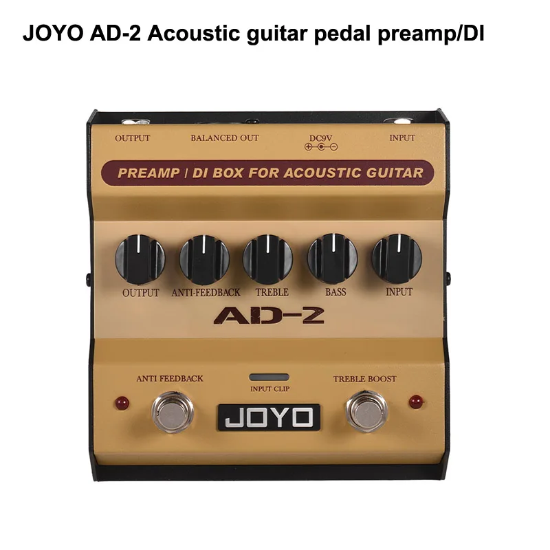 

JOYO AD-2 Preamp DI Box Effect Pedal for acoustic guitars with built-in dual band EQ and 5 adjustable tune Guitarra Pedal