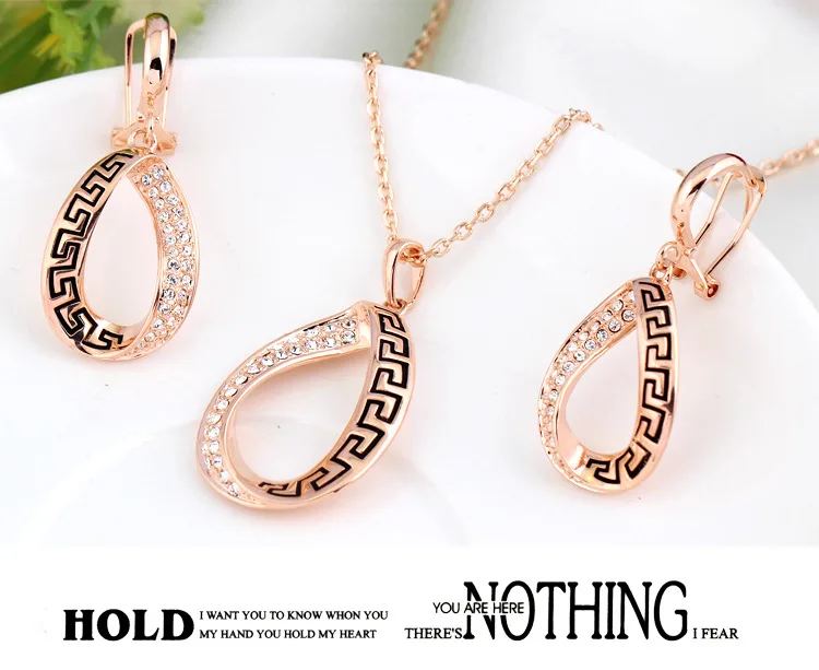 Винтаж королева невесты позолоченные циркон стразы капли воды ожерелье серьги