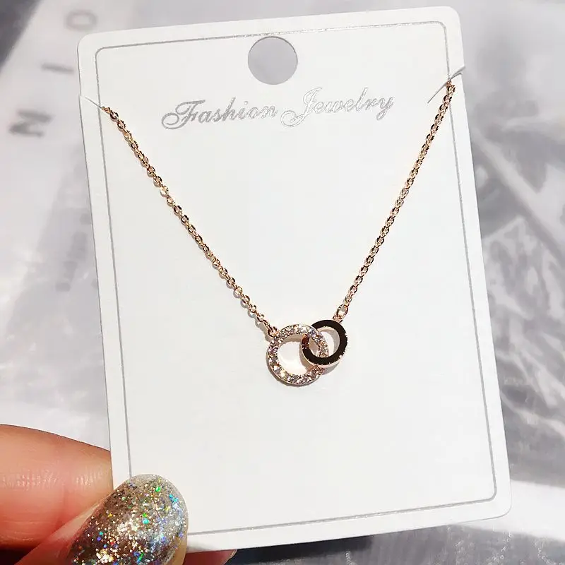 Ожерелье высокого класса с цепочкой для ключиц розовое золото микро кубический