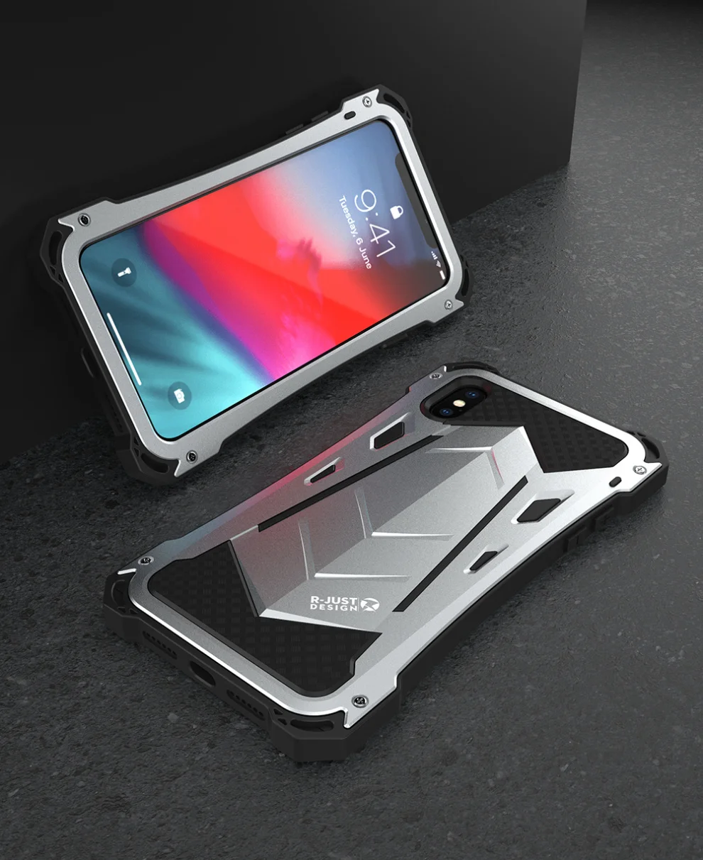 Водонепроницаемый чехол для iPhone XS/XS MAX/XR, Роскошный Алюминиевый металлический силиконовый гибридный армированный чехол 360, сверхпрочный защитный чехол