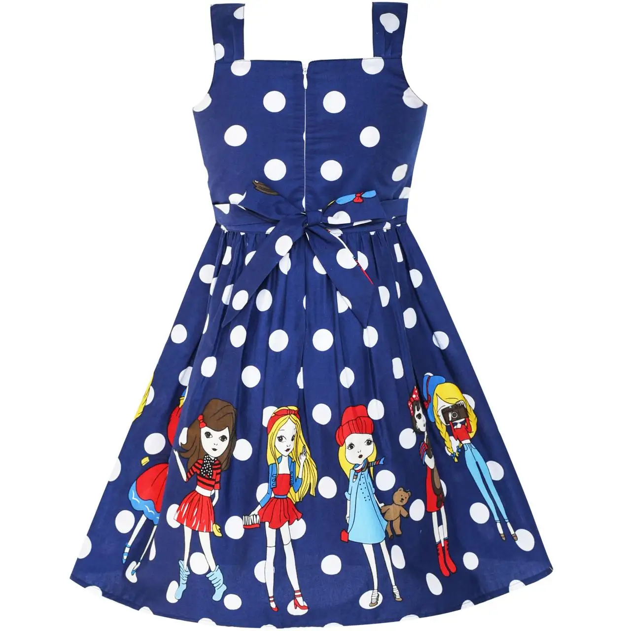 Sunny Fashion платья для девочек новогодние костюмы Мультфильм Темно-синий Точка