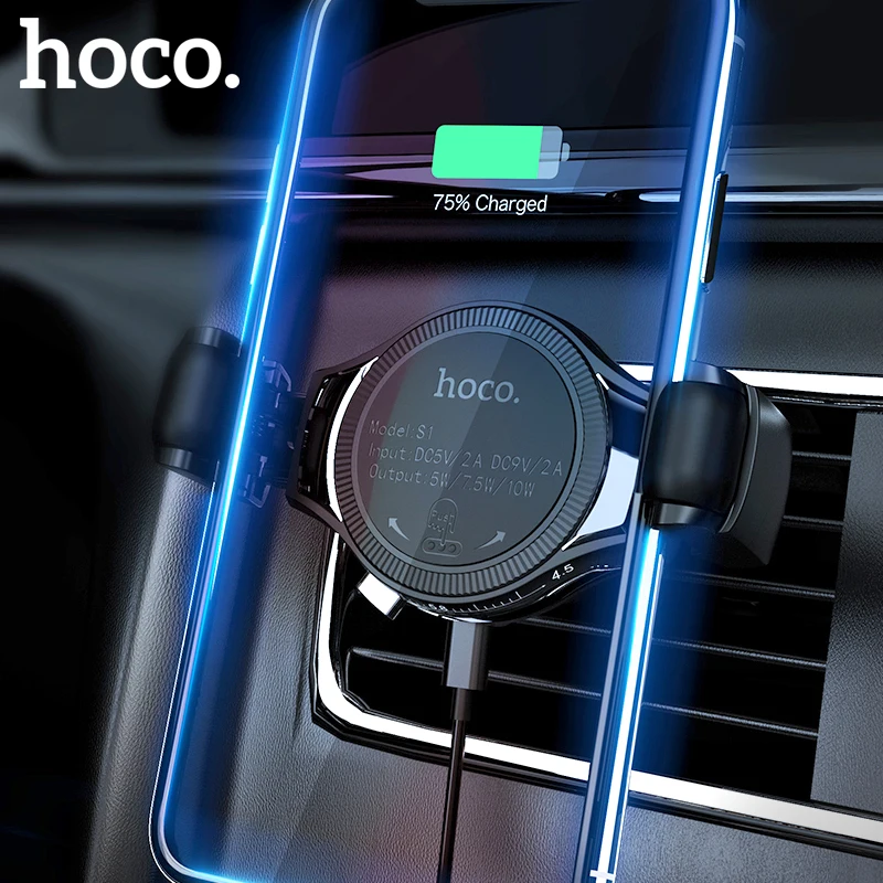 HOCO автомобиль Qi Беспроводное быстрое зарядное устройство для iPhone XS Max X XR 8 Air Vent Автомобильный держатель для телефона тип колеса крепление для samsung Xiaomi huawei