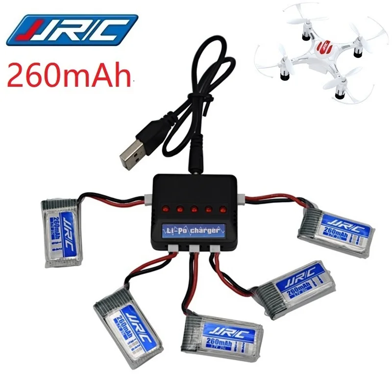 JJRC H8 оригинальный аккумулятор 3 7 в 260 мАч литий полимерный и 6 USB зарядное