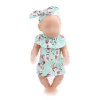 doll clothes 3 colors print dress hair band fit 43 cm baby dolls and 18 inch girl dolls clothing accessories f527 f529