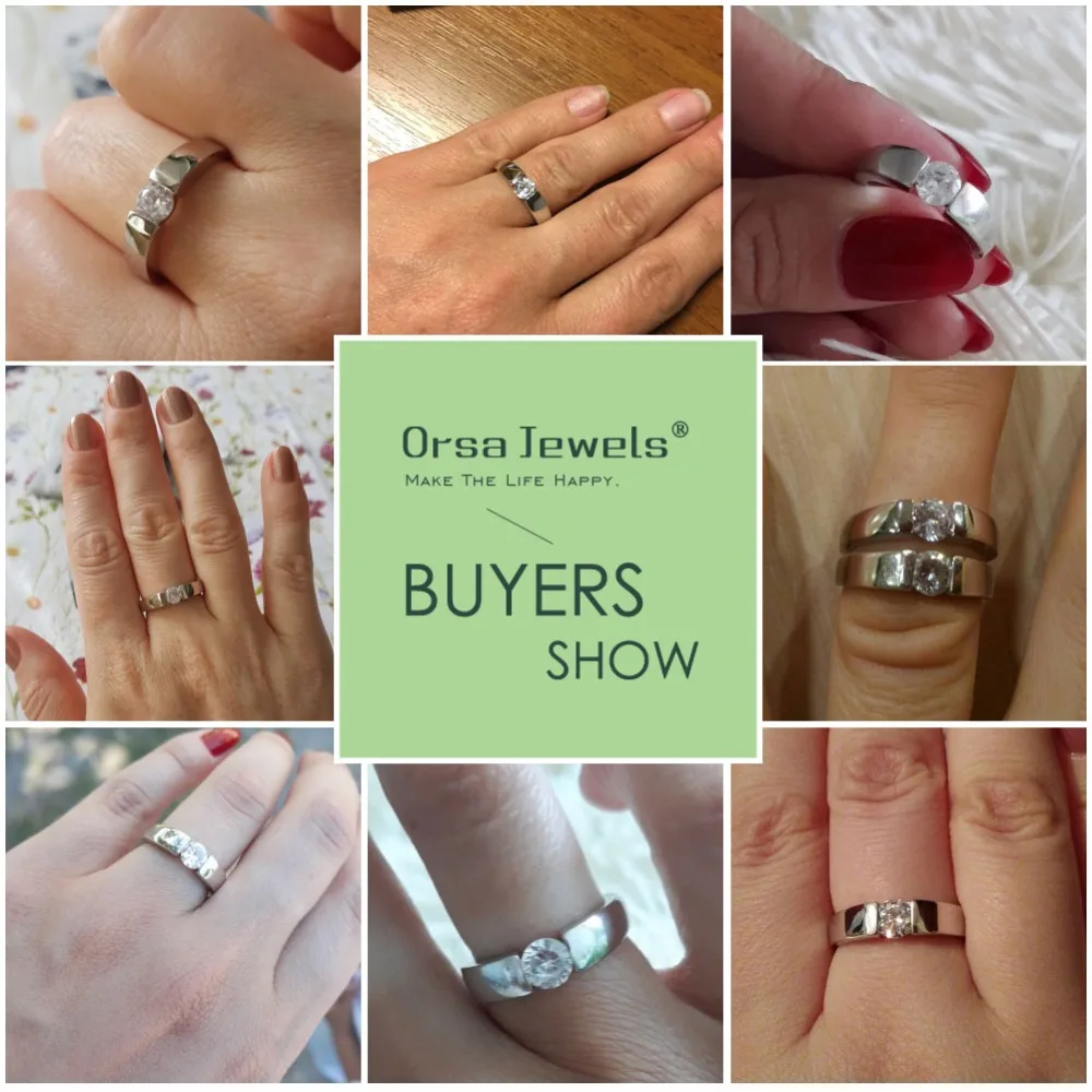 ORSA JEWELS популярная модель серебряного кольца с прозрачным AAA класса CZ Горячая без содержания свинца и никеля кольцо для женщин и мужчин OR03