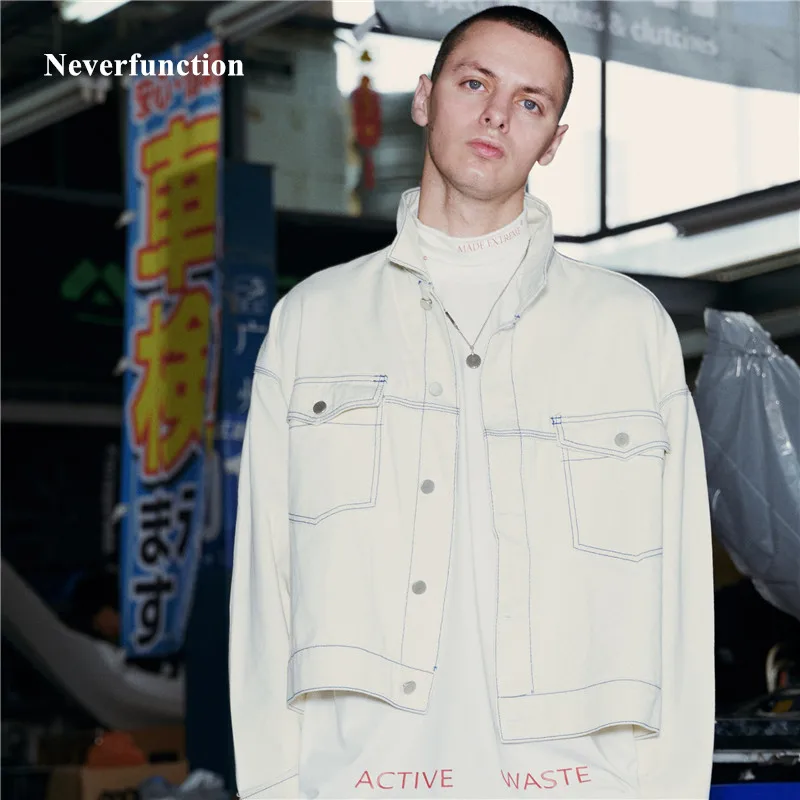 Neverfunction мужские новые модные хлопковые белые короткие джинсовые куртки высокого