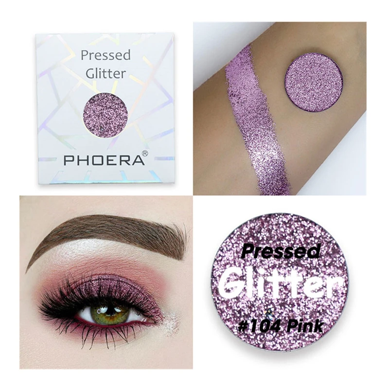 Pink PHOERA, 36 цветов, коллекция теней для век, мерцающие блестящие тени для век, пигментированная пудра, тени для век, косметика, макияж - Цвет: Pink