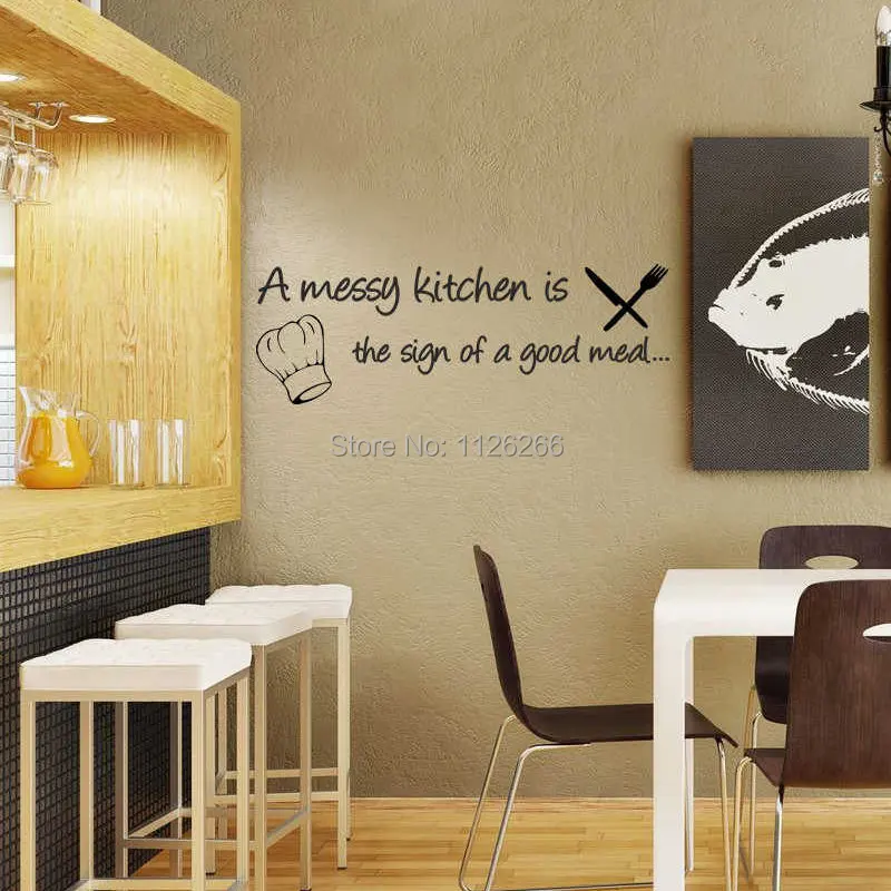 A Messy Kitchen the Sign of a Good Meal Quote Wall Decal Home Sticker Vinyl Letters Decor | Дом и сад